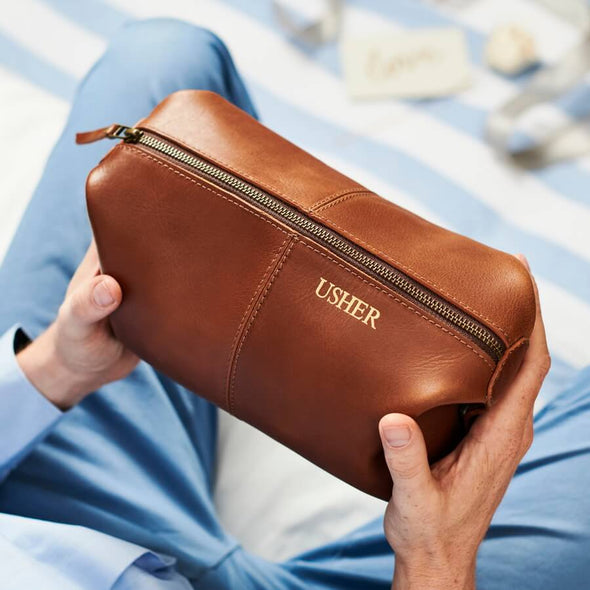 Usher Leather Wash Bag