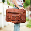 Extra large vintage tan leather weekend bag