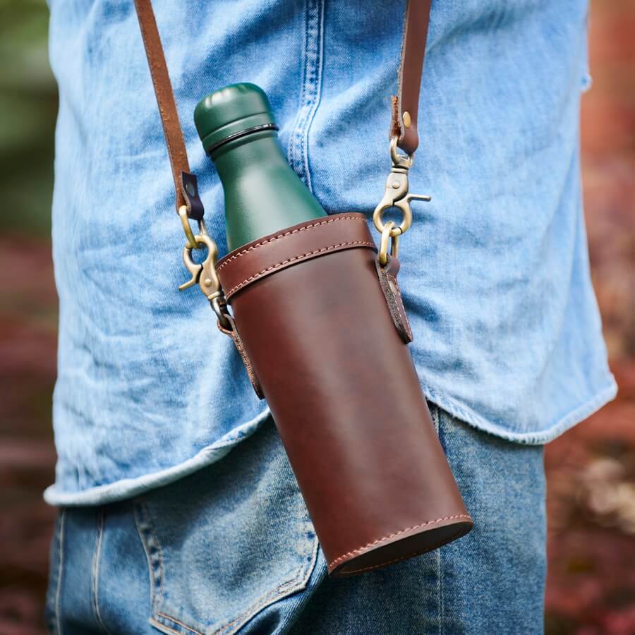 Personalised Leather Water Bottle Holder – Vida Vida Leather Bags