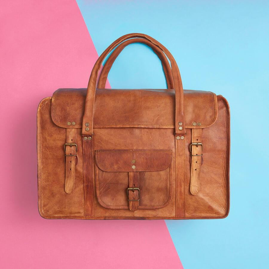 Extra Large Leather Weekend Travel Bag