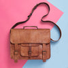 Vintage tan leather laptop bag extra large