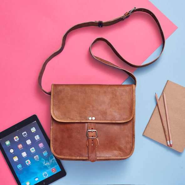 Mid leather satchel for iPad or handbag